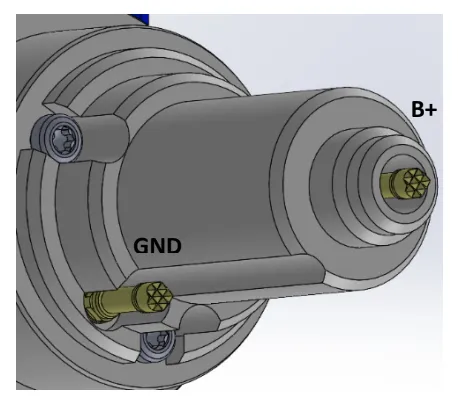 Close-up rendering showing part of a technical product