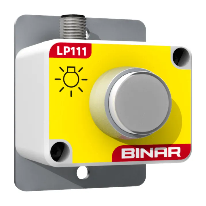 Yellow Binar device with button