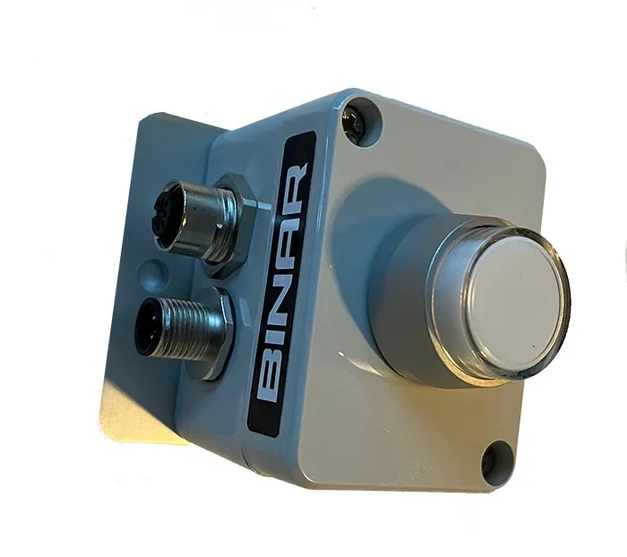 Binar device with white button